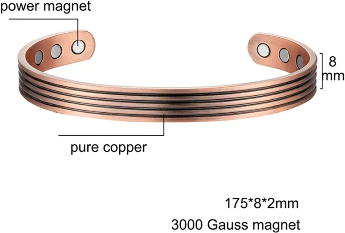 Banded Rogue Design Pure Copper Magnetic Bracelet With 6 Magnets