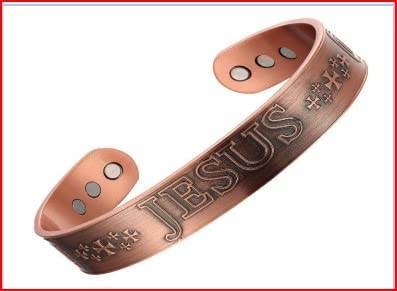 My Copper, JESUS INRI Pure Copper Magnetic Therapy Bracelet for Arthritis - Pain Relief High Gauge 99.9% Solid Copper with 6 Magnets, Anti-Allergies Copper Magnetic Bracelets