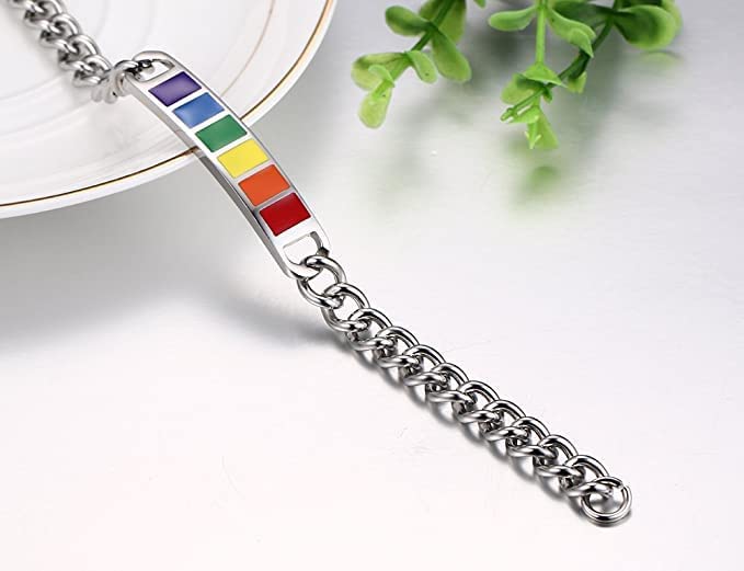 LGBT Pride Rainbow Handmade Chain Style Bracelet, Friendship Gay & Lesbian Pride Best friend Bracelet, Hypo Allergenic