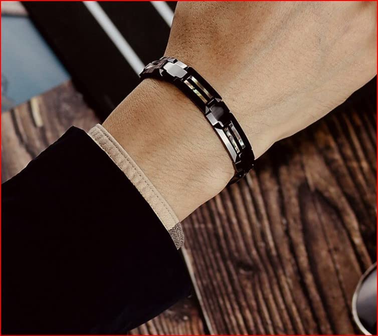 Alpha Men Style, Luxury Natural Shell Black, Ceramic Bracelets Unisex Wristband Bracelet