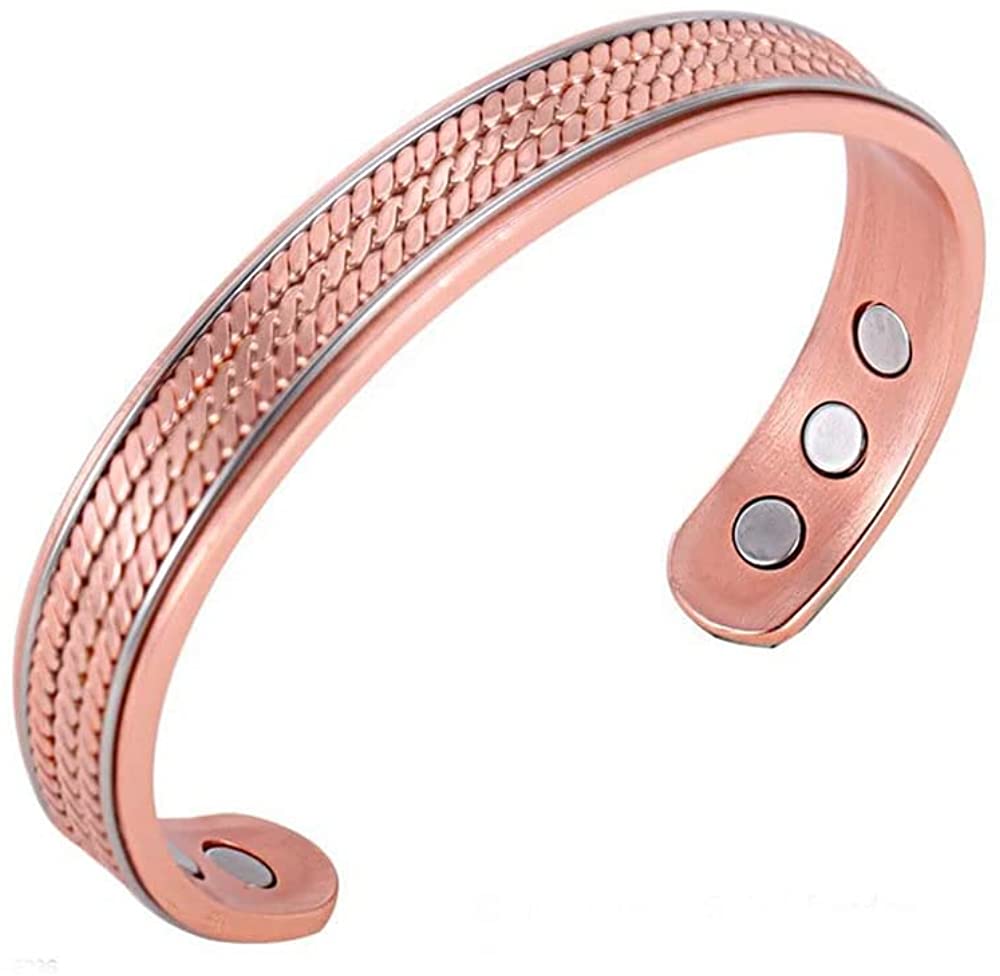 My Copper, Celtic 3 Row, 2 Color, Pure Copper Magnetic Therapy Bracelet for Arthritis Pain Relief, 190mm long