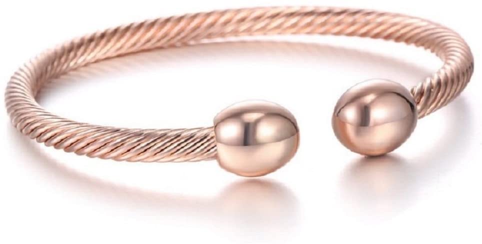 My Copper, Deco Cable Magnetic Bracelet High Gauge 99.9% Solid with 2 Magnets Rose Gold