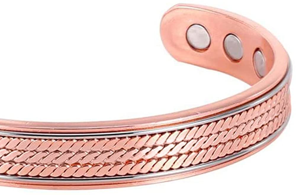 My Copper, Celtic 3 Row, 2 Color, Pure Copper Magnetic Therapy Bracelet for Arthritis Pain Relief, 190mm long