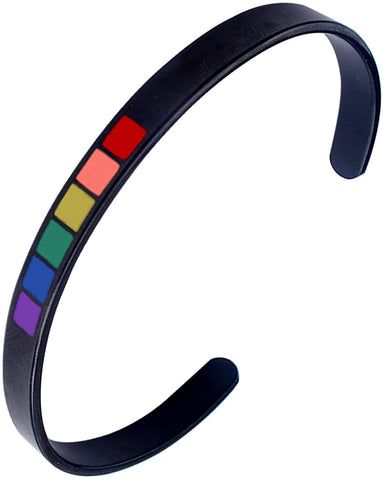 LGBT Pride Rainbow Black Cuff Bracelet, Friendship Gay & Lesbian Pride Best friend Bracelet, Hypo Allergenic