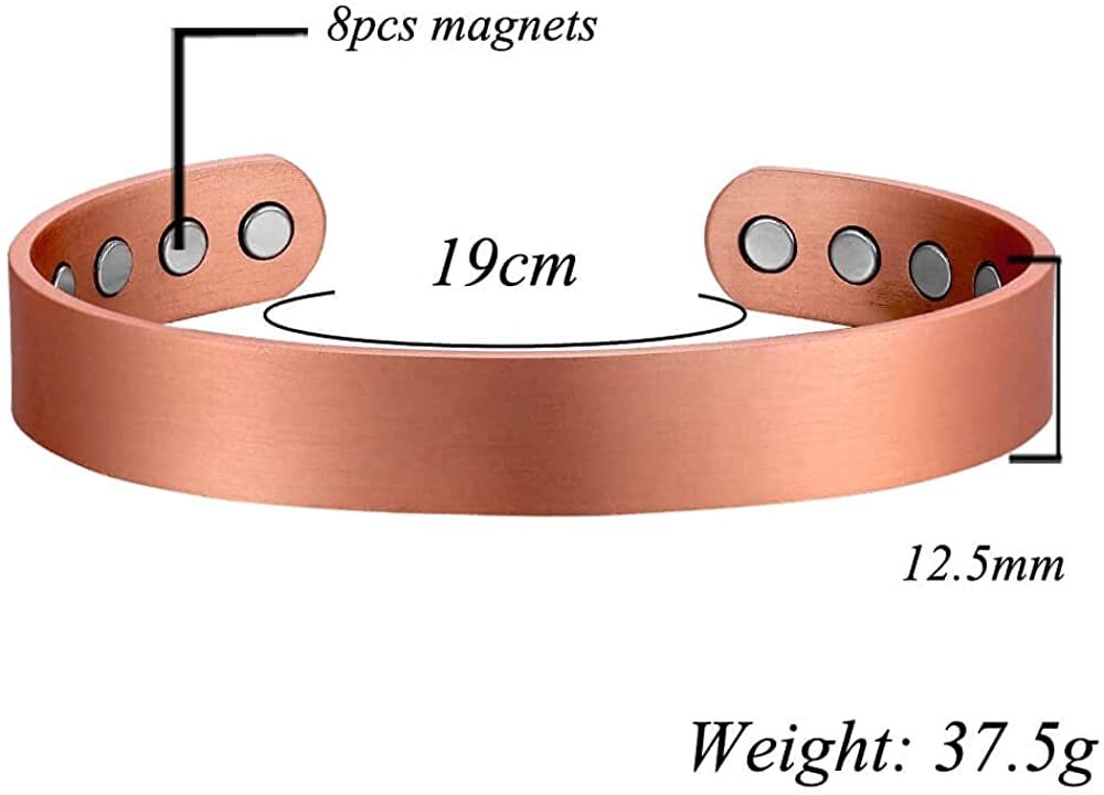 My Copper, Plain, Pure Copper Magnetic Bracelet  -High Gauge 99.9% Solid Copper with 8 Magnets, Copper Magnetic Bracelets