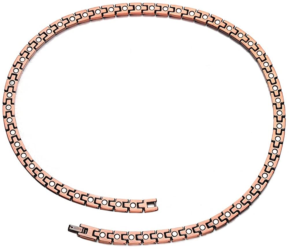My Copper Roman Italian Link Design Necklace, Pure Copper Magnetic Therapy Necklace Pain Relief High Gauge 99.9% Solid Copper with 60 Magnets, Hypoallergenic