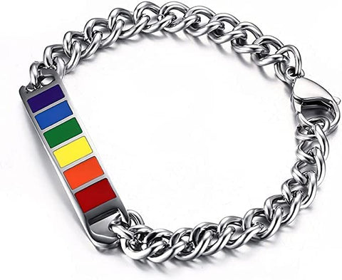 LGBT Pride Rainbow Handmade Chain Style Bracelet, Friendship Gay & Lesbian Pride Best friend Bracelet, Hypo Allergenic