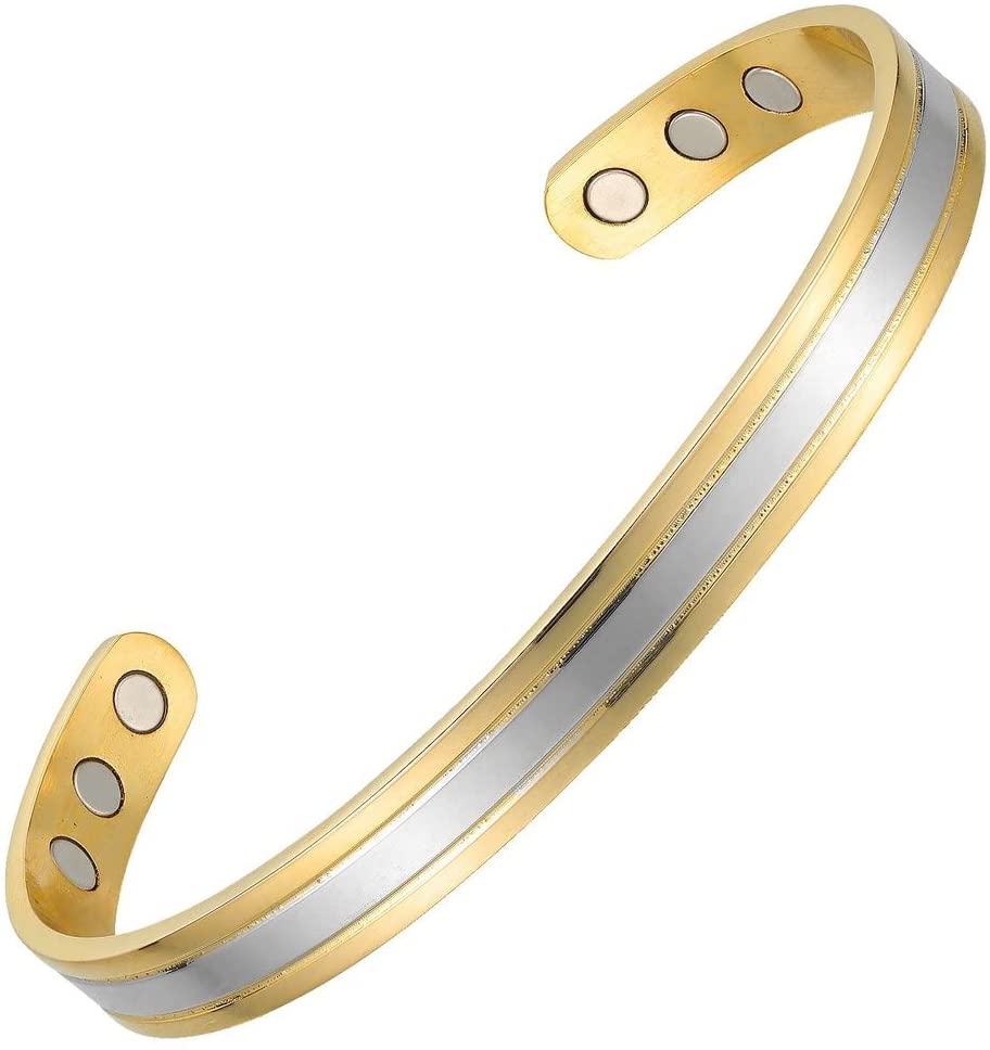 My Copper Gold and Silver colored, Copper Magnetic Therapy Bracelet 99.9% Solid Copper with 6 Magnets,