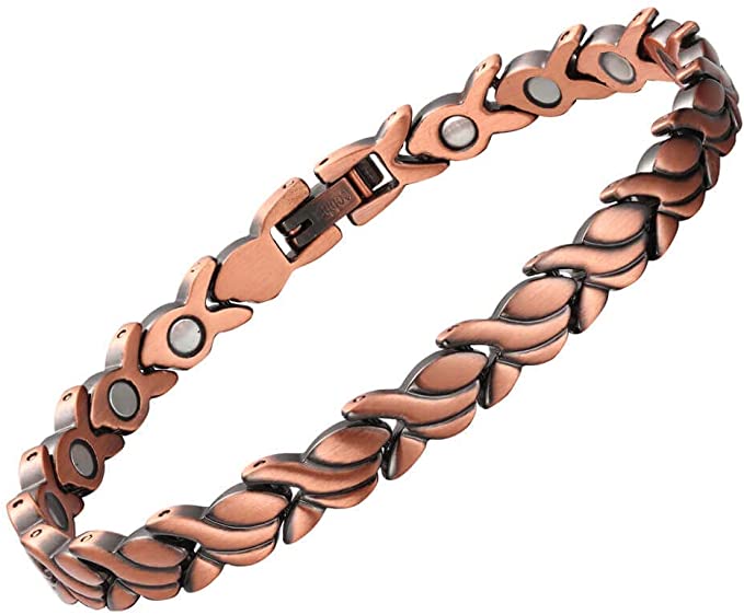 My Copper Pure Copper Magnetic Therapy Link Bracelet, Fish Design, 15+magnets
