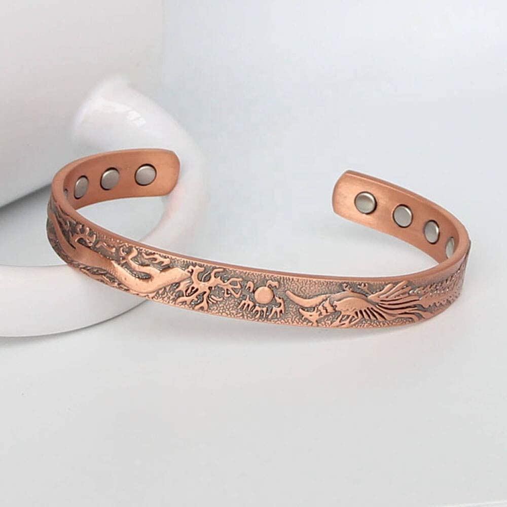 My Copper, Phoenix and Dragon, Pure Copper Magnetic Therapy Bracelet for Arthritis - Pain Relief High Gauge 99.9% Solid Copper with 6 Magnets, Anti-Allergies Copper Magnetic Bracelets