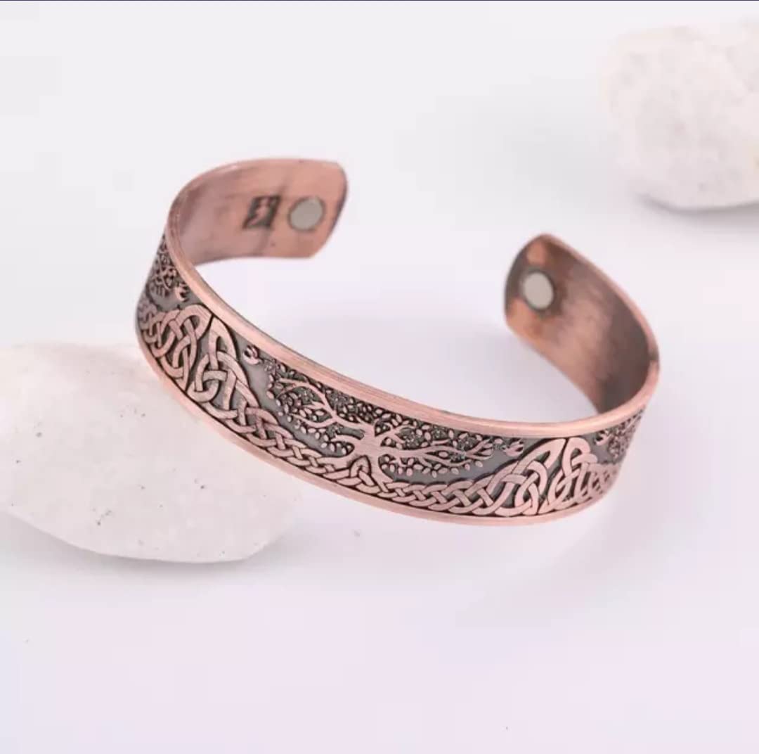 Pure Copper Bracelet Irish Design Strong Tree With 6 Magnets