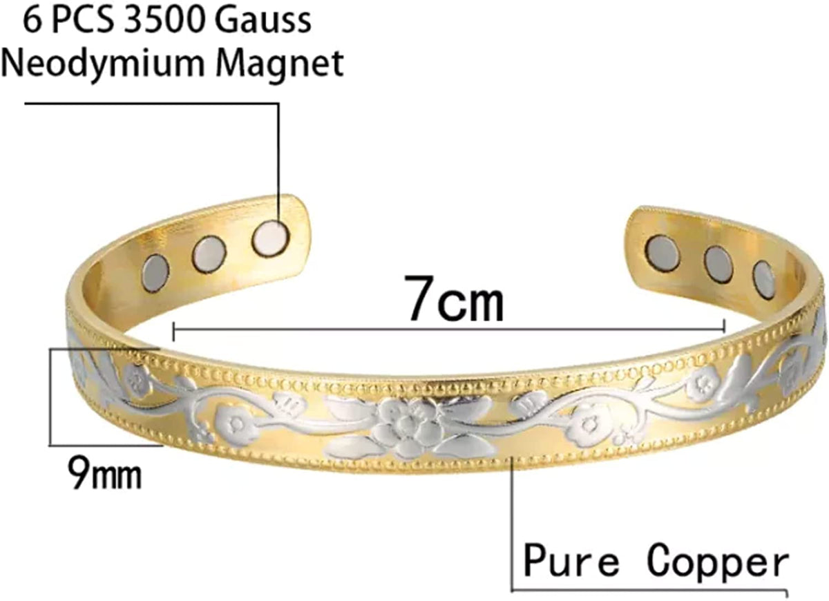 My Copper Gold and Silver colored, Copper Magnetic Therapy Bracelet 99.9% Solid Copper with 6 Magnets,