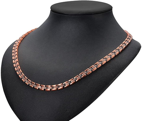 My Copper Roman Italian Link Design Necklace, Pure Copper Magnetic Therapy Necklace Pain Relief High Gauge 99.9% Solid Copper with 60 Magnets, Hypoallergenic