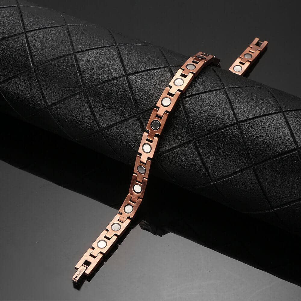 My Copper Christian Cross Design Pure Copper Magnetic Therapy Small Link Bracelet High Gauge 99.9% Solid Copper with 19 Magnets
