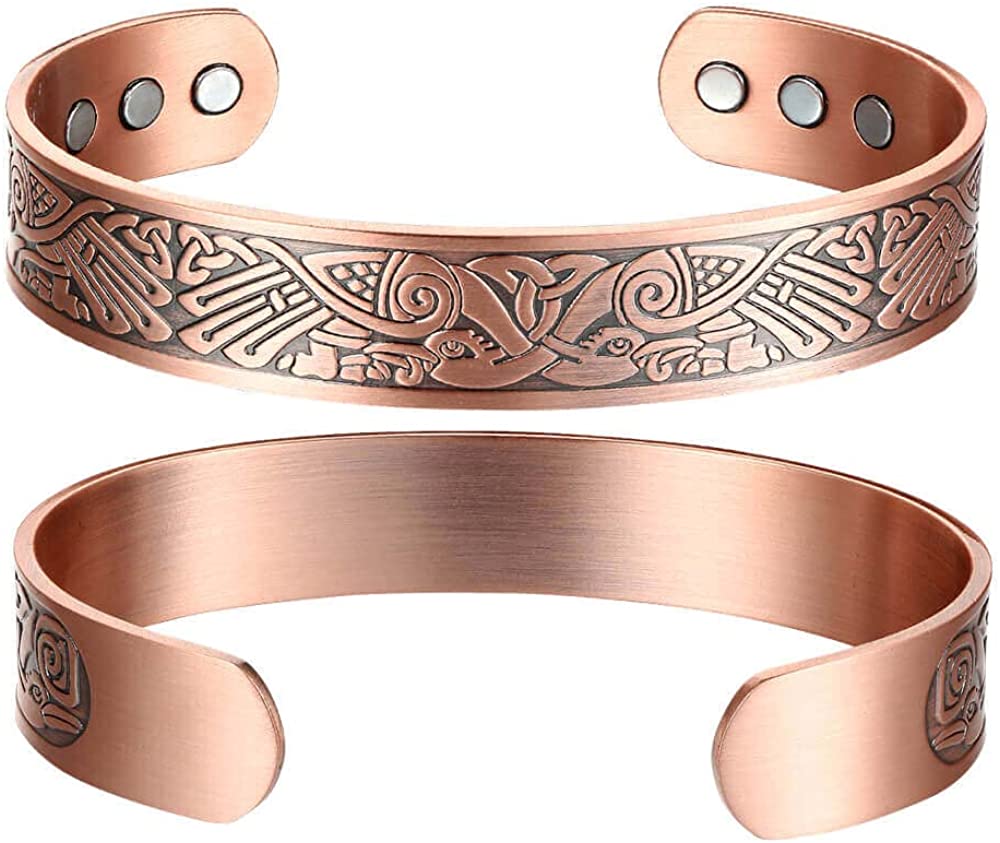 My Copper, Alaskan Native Bird and Fish Design, Pure Copper Magnetic Bracelet 99.9% Solid Copper with 6 Magnets
