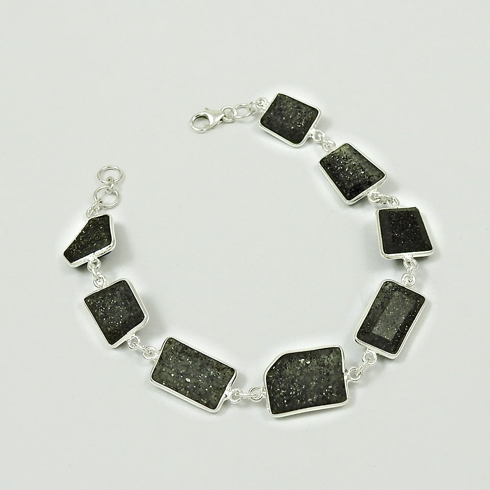 Silver Bracelet 925 with Black Sunstone