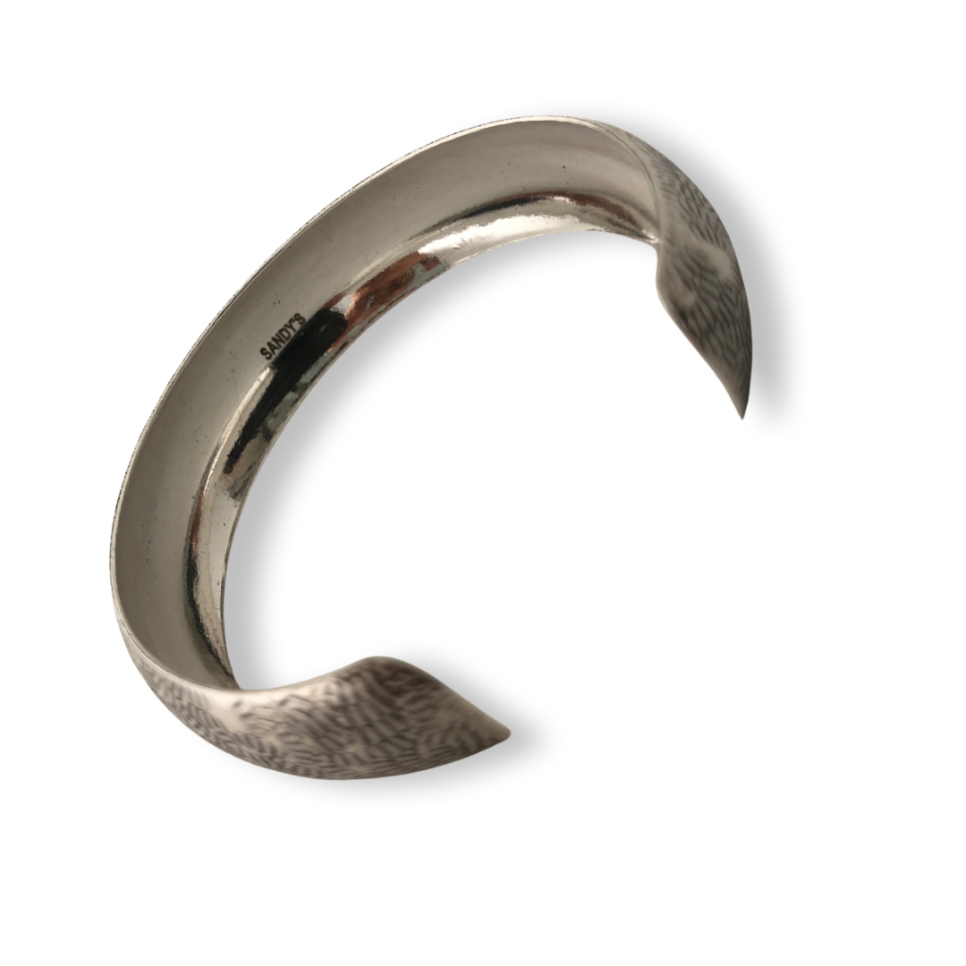 Sterling Silver 925 Cuff Bracelet -Intricate Circular Pattern