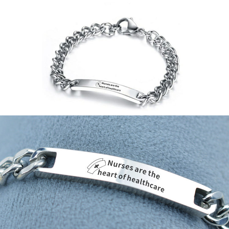 Nurse Doctor RN Prayer Bracelet, My Copper Gratitude Collection Bracelet, Stainless Steel Chain Design, Adult, Unisex