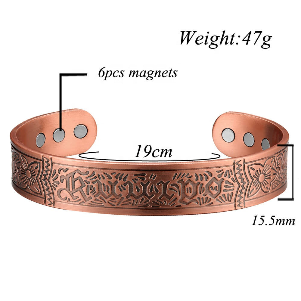 Pure Copper Bracelet- Hawaiian My Sweetheart "Kuuipo" design- With 6 Magnets