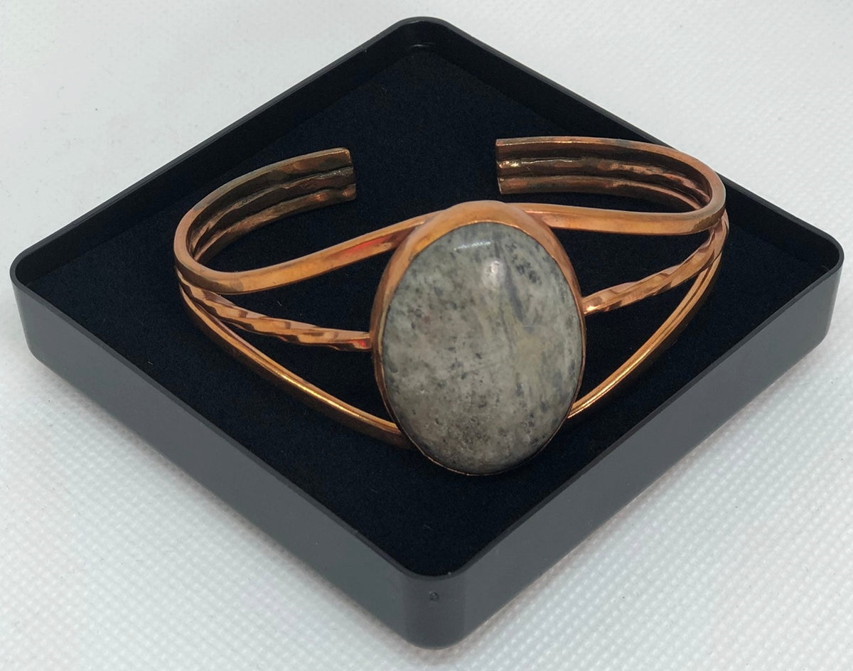 Three Wire Copper Bracelet With Cabochon Stone